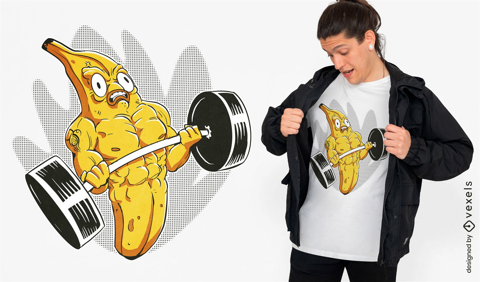 Diseño de camiseta de plátano culturista.