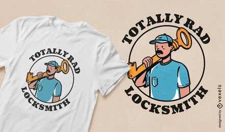 Locksmith holding giant key t-shirt design