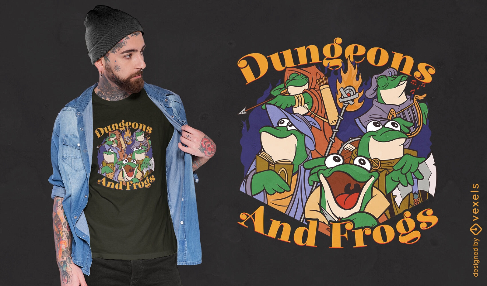 Design de camiseta Dungeons and frogs