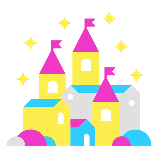 Cidade medieval com bandeiras Desenho PNG