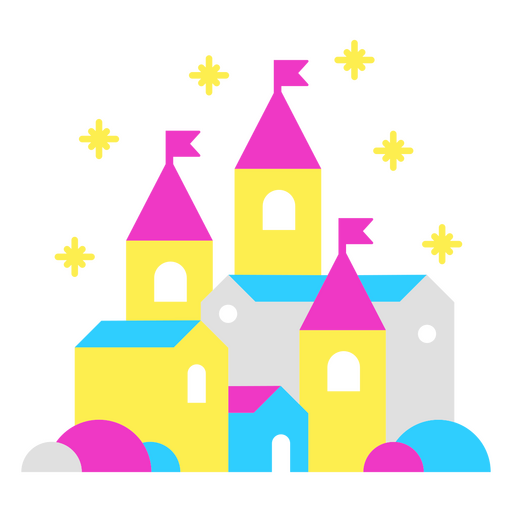 Medieval city with flags PNG Design