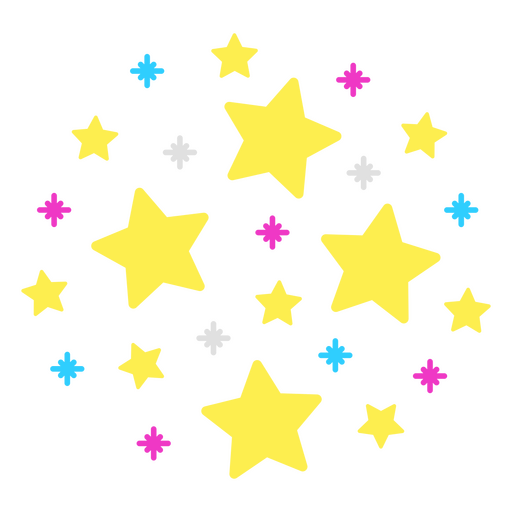 Constelación de estrellas multicolor Diseño PNG