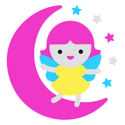 Multicolores enchanted fairy on the moon PNG Design