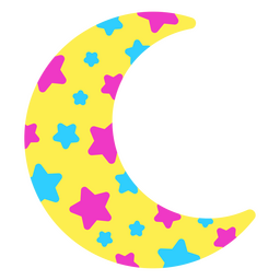 Moon filled with multicolored stars PNG Design