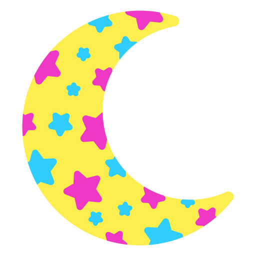 Lua cheia de estrelas multicoloridas Desenho PNG