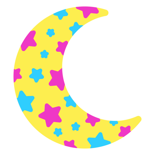 Mond gefüllt mit mehrfarbigen Sternen PNG-Design