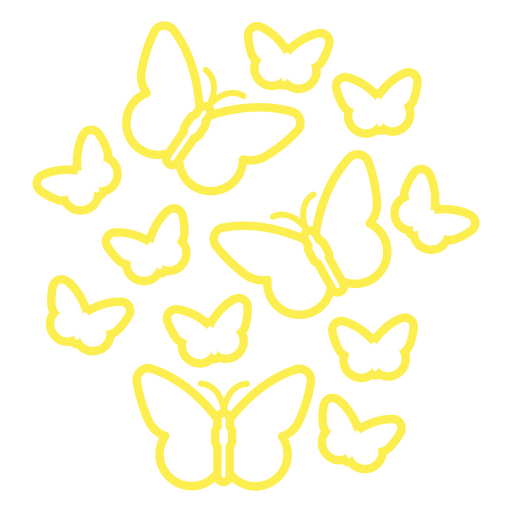 Enjambre de mariposas amarillas Diseño PNG