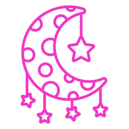 Gibbous moon with hanging stars PNG Design