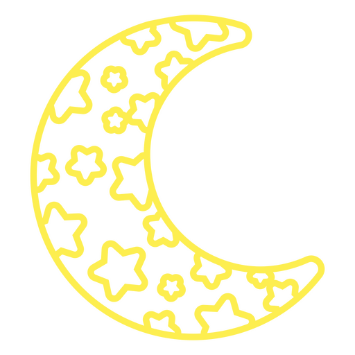 Luna llena de estrellas en una noche tranquila Diseño PNG