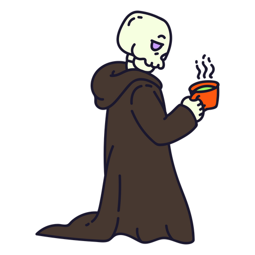 Grim reaper drinking tea PNG Design