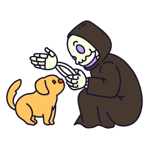 Grim reaper playful dog character PNG Design