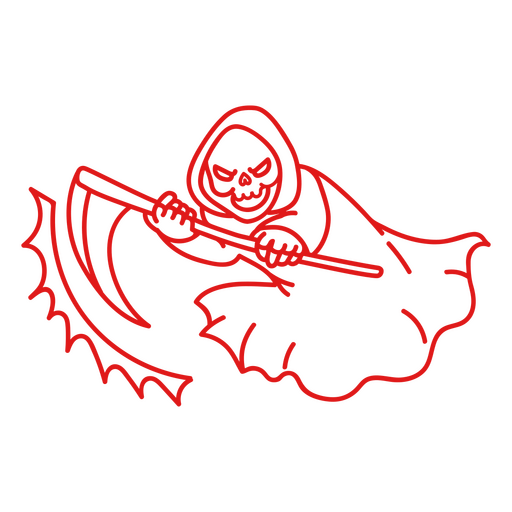 Grim reaper scythe character stroke PNG Design