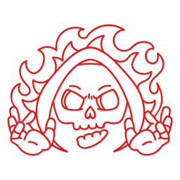 Grim reaper flames character stroke PNG Design