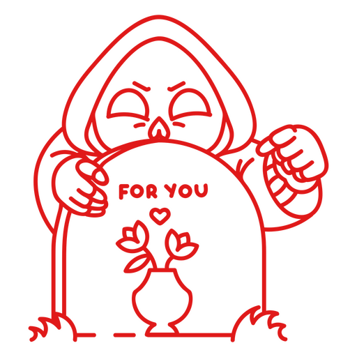 Grim reaper tomb cemetery character stroke PNG Design