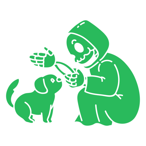 Grim reaper playing with a cute puppy PNG Design