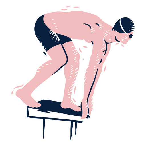 Nadador experiente pronto para mergulhar Desenho PNG