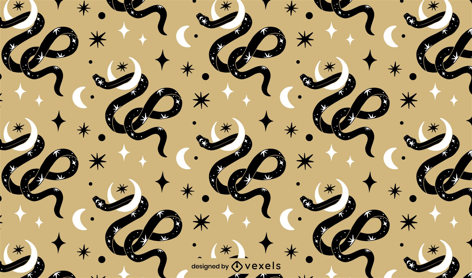 Diseño de patrón esotérico de serpiente lunar.
