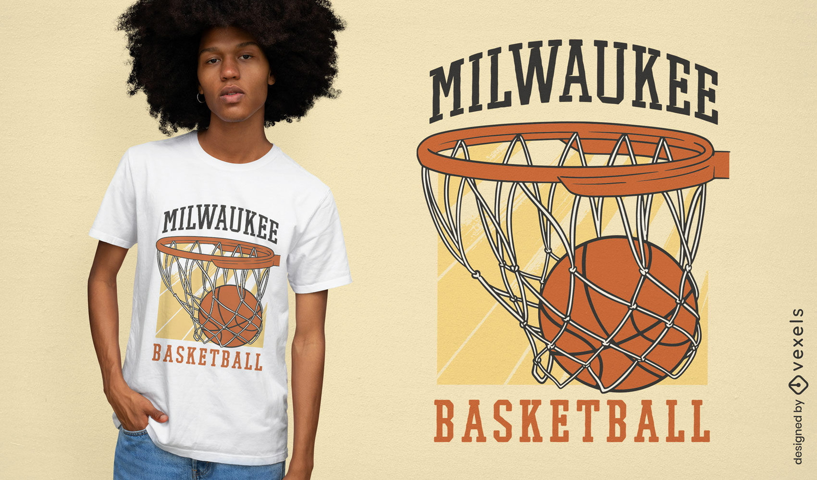 Baloncesto en diseño de camiseta de deporte de aro