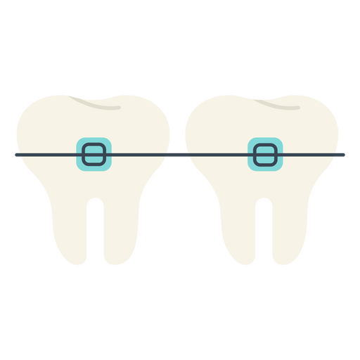 Two molars with braces PNG Design