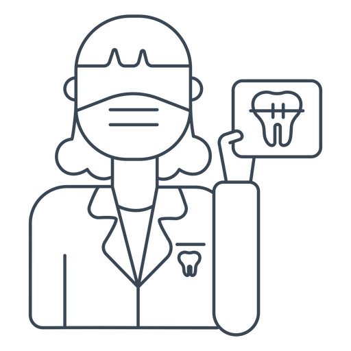 Ícone de um dentista segurando uma radiografia de um dente molar Desenho PNG