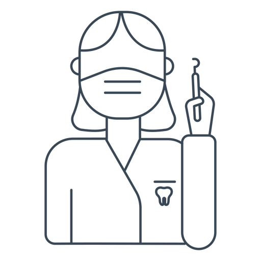 Icon of a dentist holding a dental excavator PNG Design