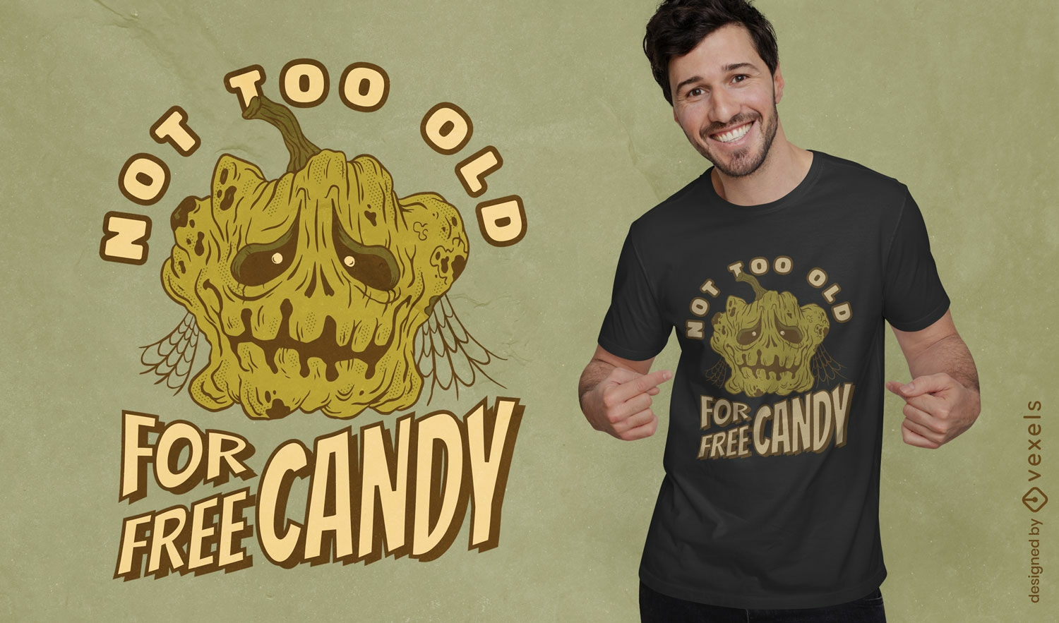 Free candy Halloween pumpkin t-shirt design