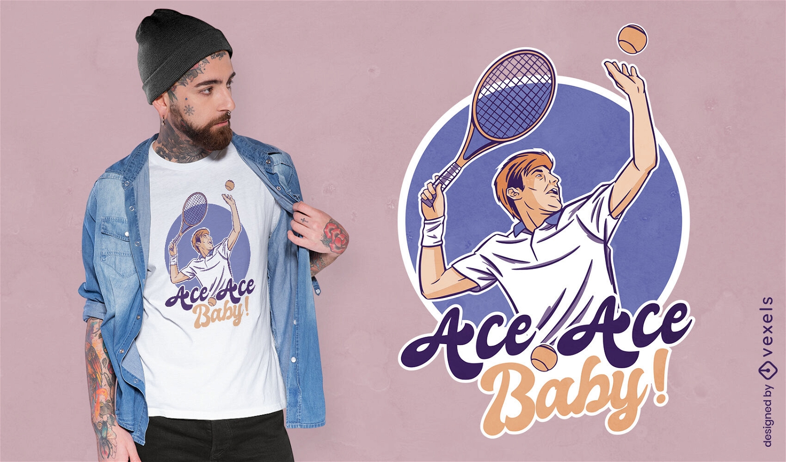 Design de camiseta de esporte de jogador de tênis
