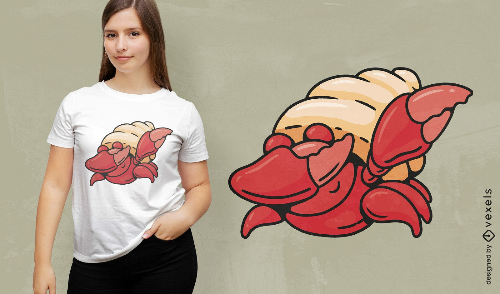 Design de camiseta de desenho animado de caranguejo