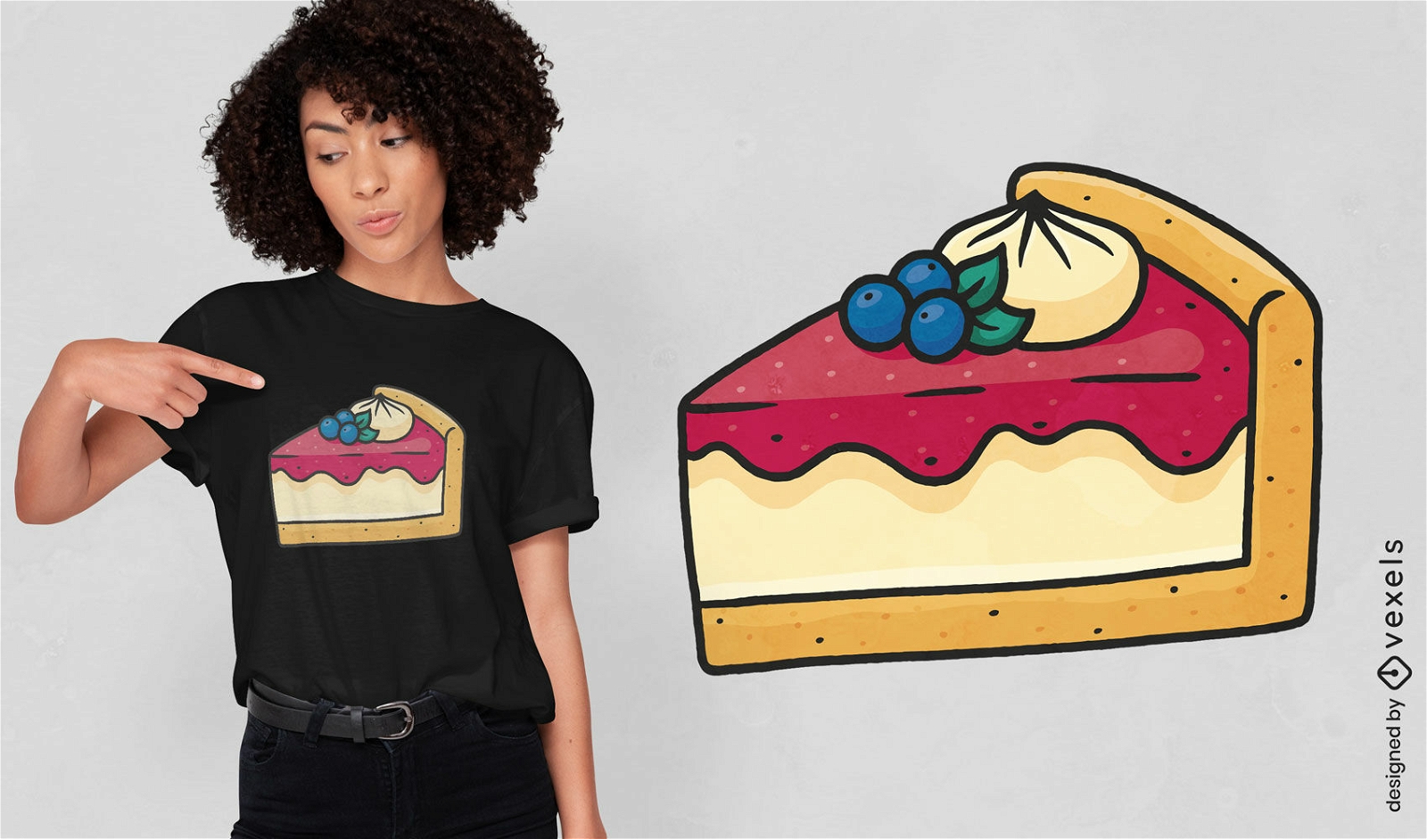 Diseño de camiseta de comida dulce de pastel de queso.