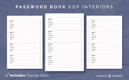 Password Book Journal Design Template KDP Vector Download