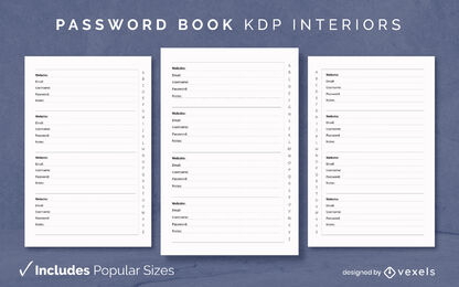 Interior vector journal  kdp password tracker plantilla de