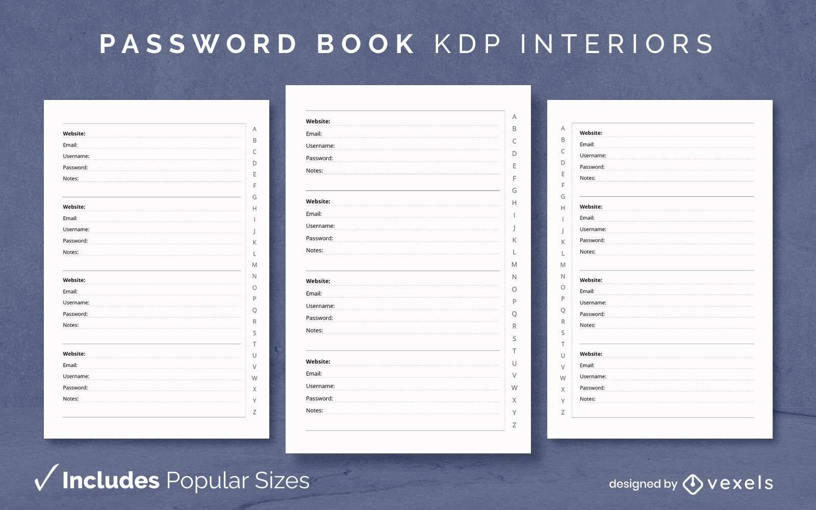 Designvorlage für das Passwortbuch-Journal KDP