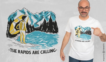 Diseño de camiseta de cita de hobby de montaña de rafting