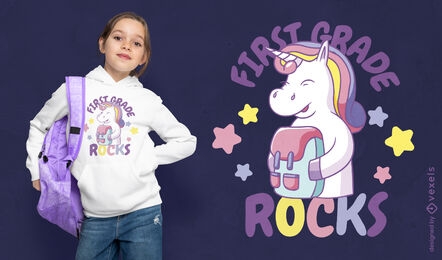 Cute school unicorn cartoon t-shirt design