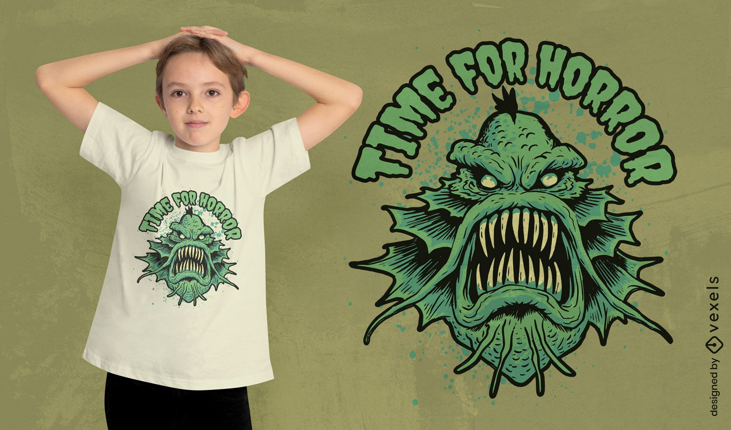 Diseño de camiseta de monstruo del lago de Halloween
