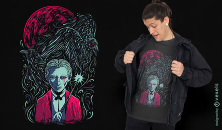 Magisches T-Shirt-Design des Raven-Zauberers
