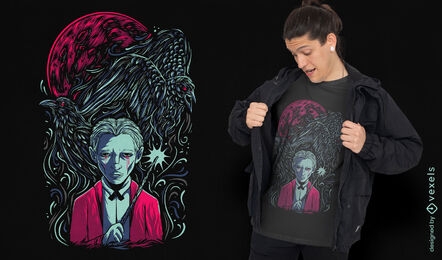 Raven wizard magic t-shirt design