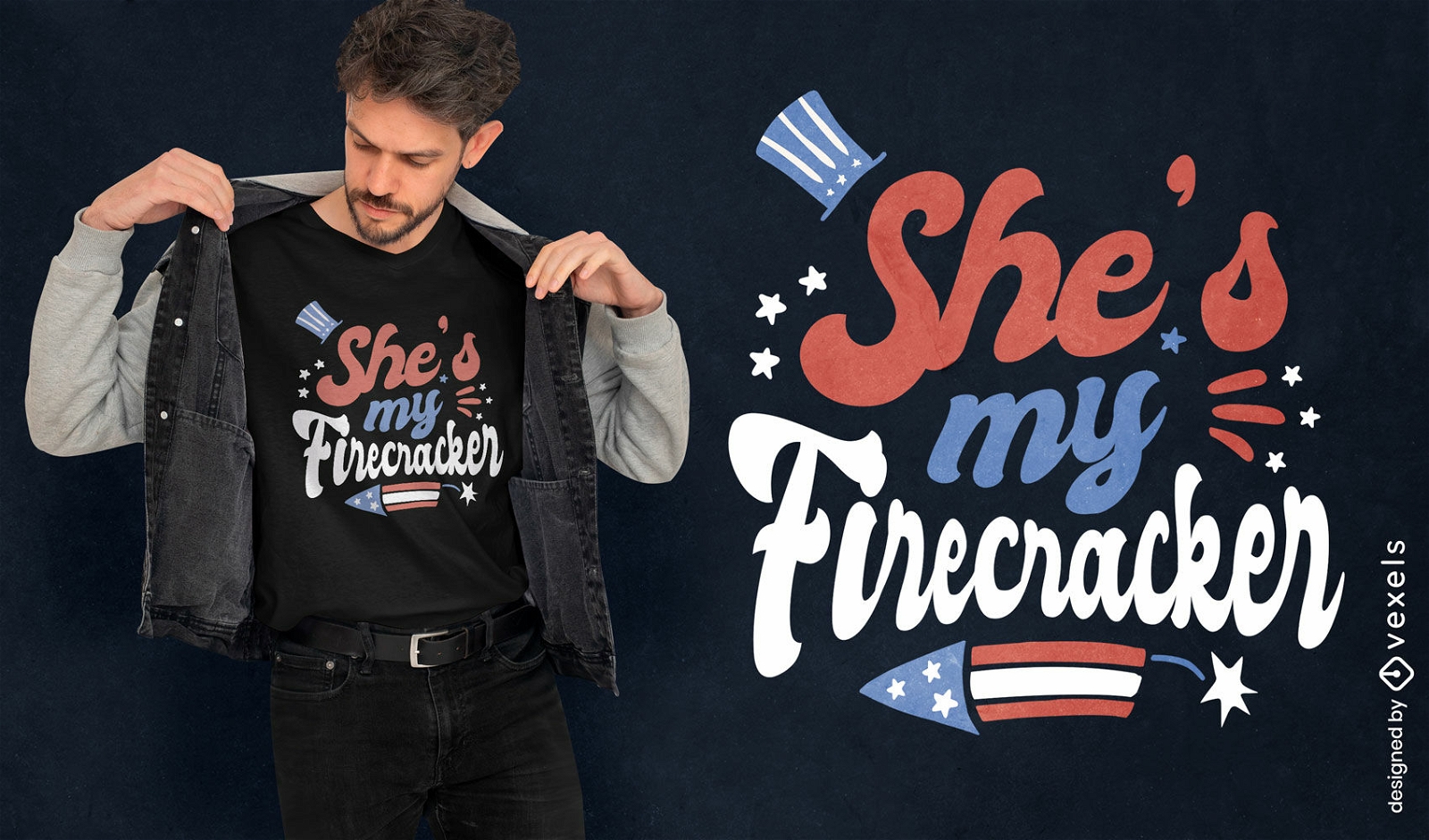 Design de t-shirt de citação do Dia da Independência do Firecracker