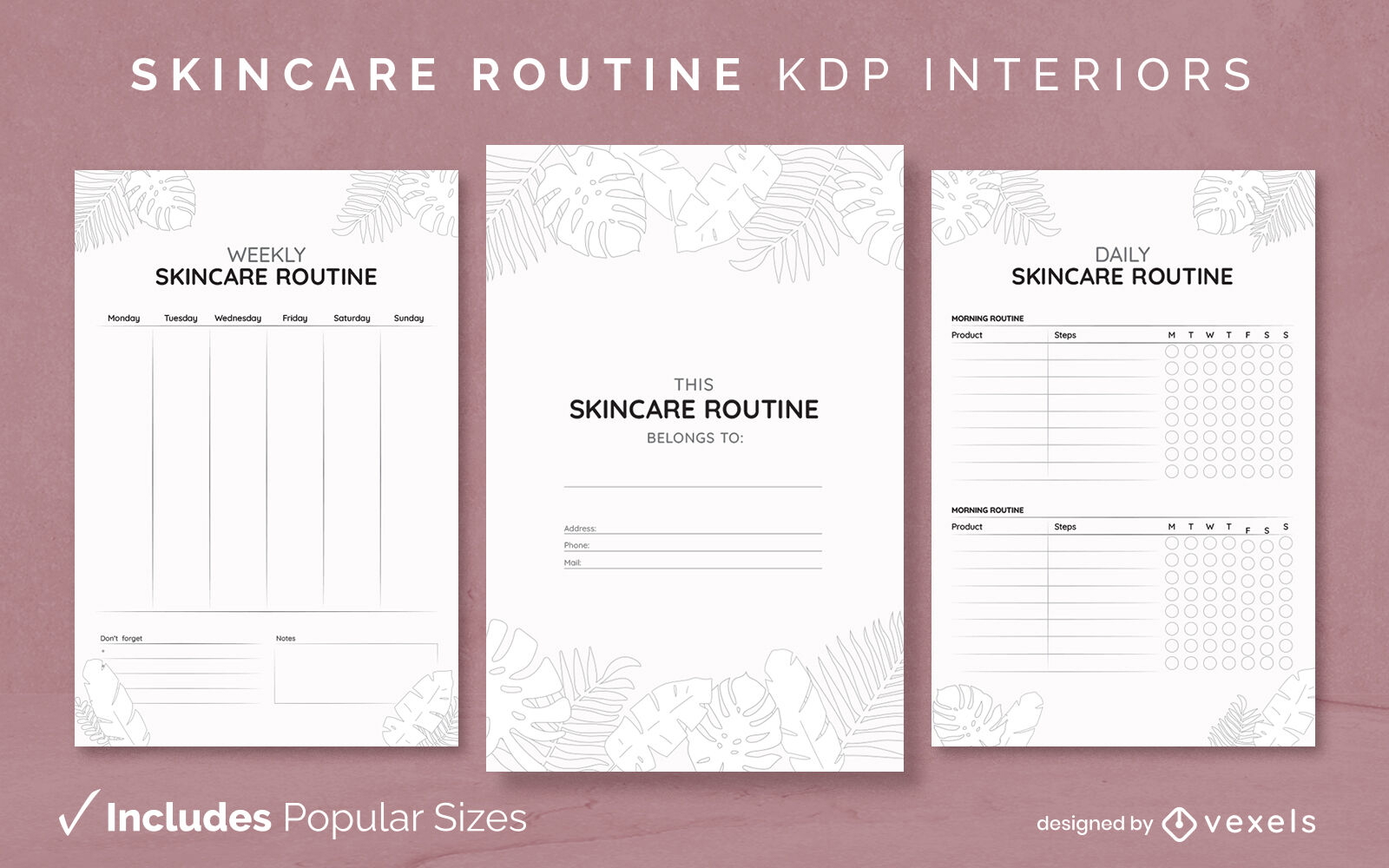 Designvorlage für Hautpflege-Routinejournal KDP