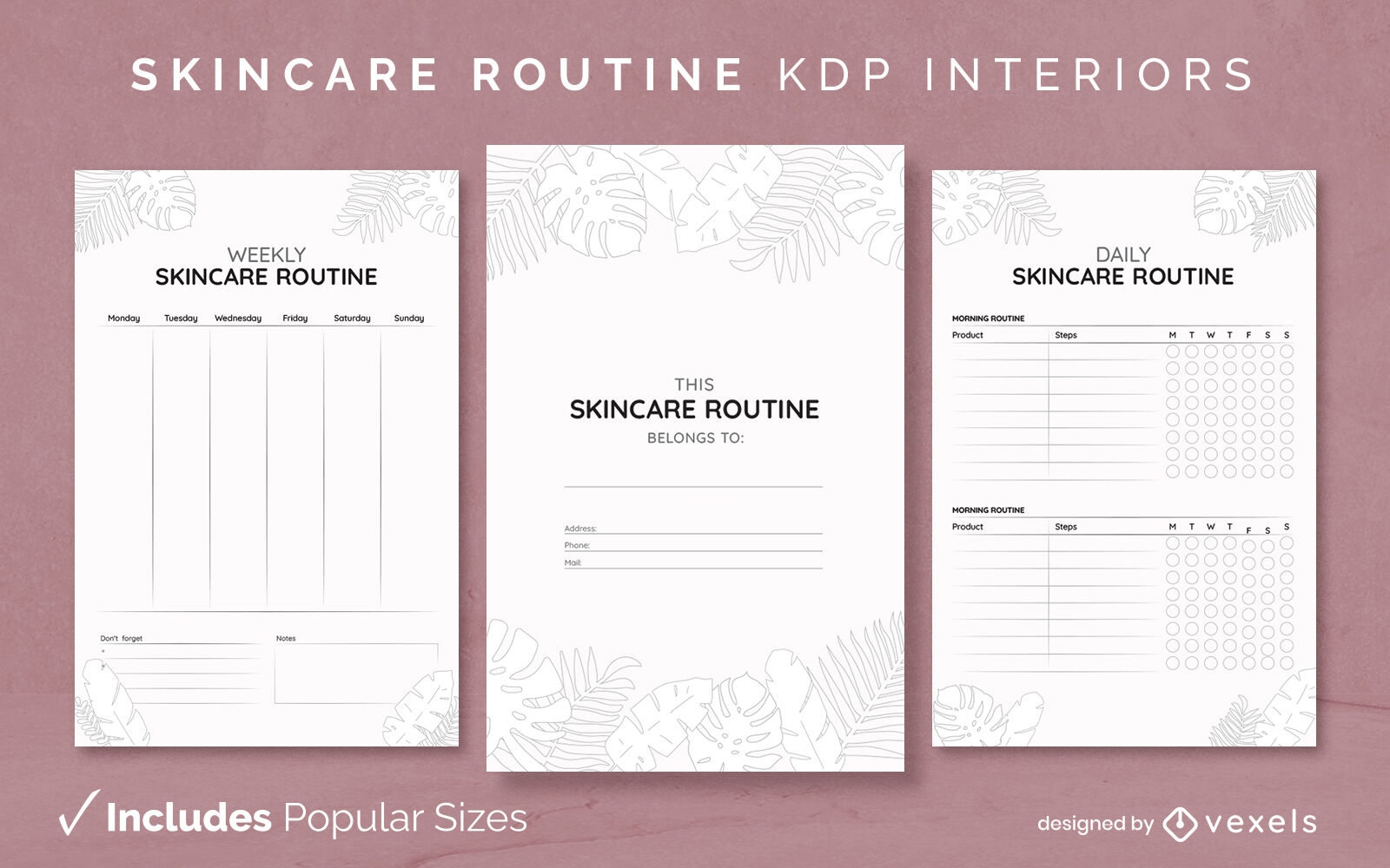 Skincare routine journal design template KDP