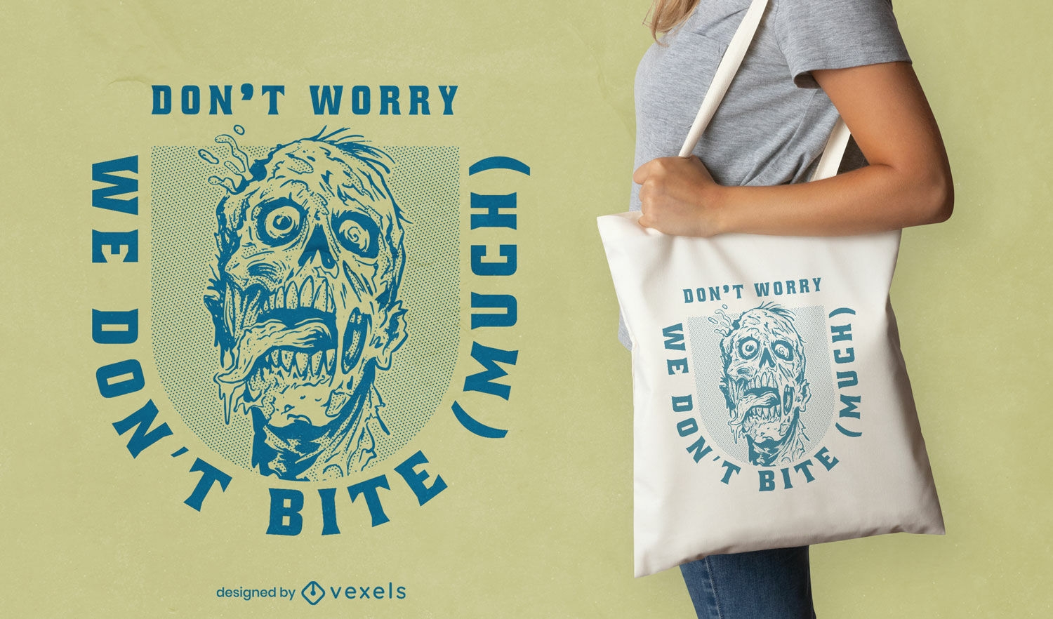 Zombie head quote tote bag design