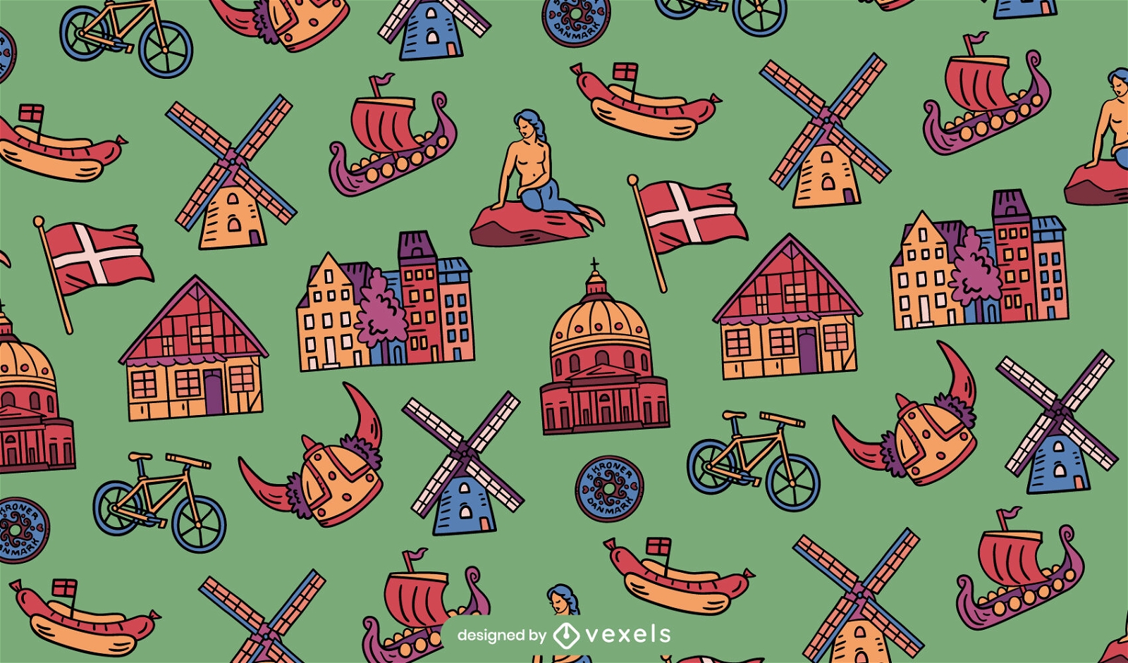 Dänemark cuture Elemente Musterdesign