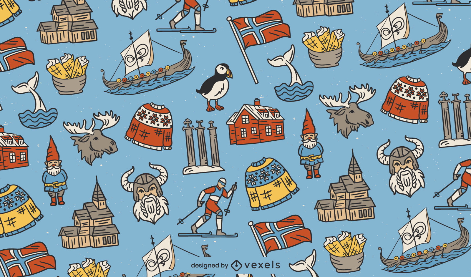 Norway culture elements pattern design