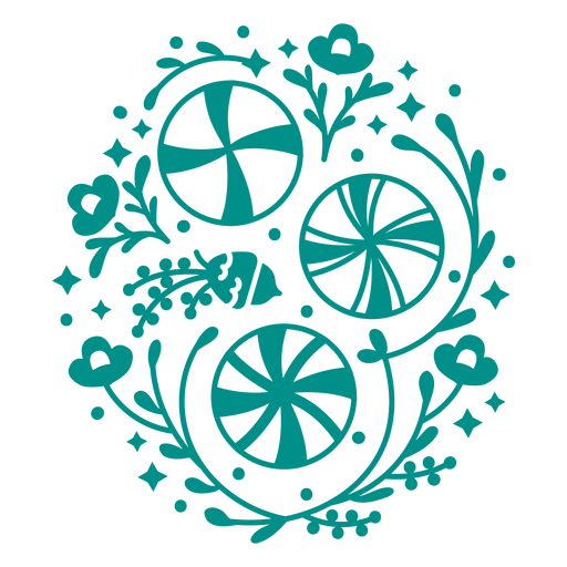 Figura de caramelos de hierbabuena con flores Diseño PNG