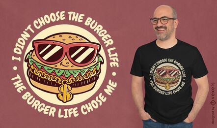 Diseño de camiseta de cita de hamburguesa de gángster
