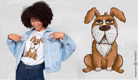 Design de camiseta de desenho animado de cachorro sério