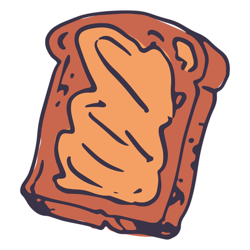 A delicious slice of bread smothered in creamy peanut butter PNG Design
