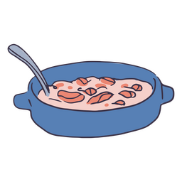 A bowl of soup topped with crispy croutons.    PNG Design
