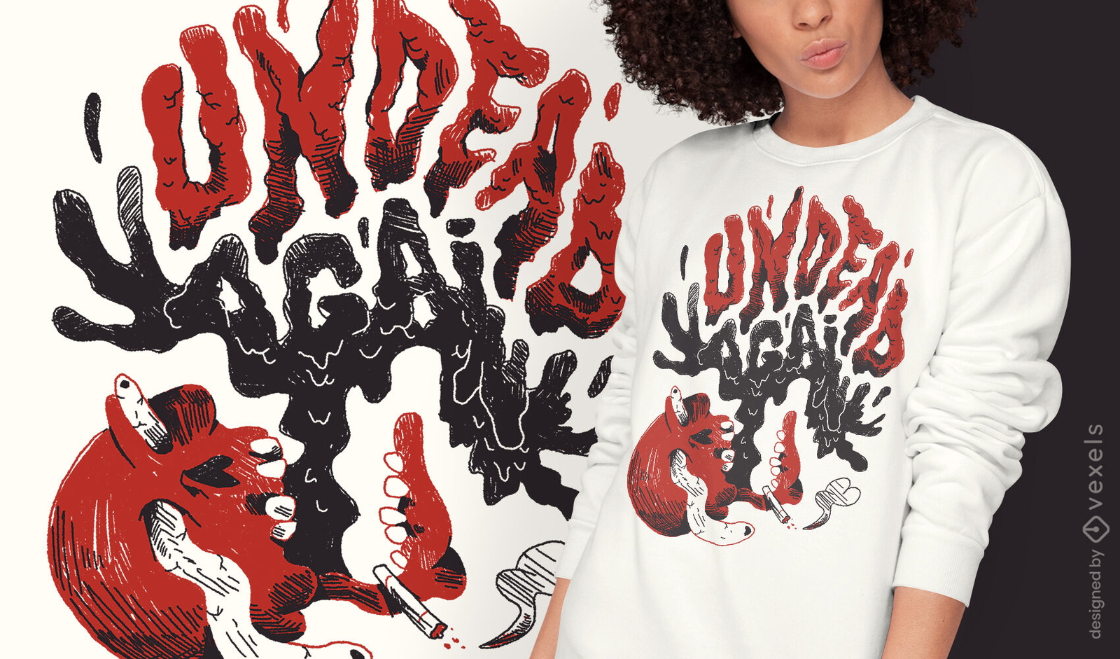 Undead otra vez después del diseño de la camiseta de la vida.