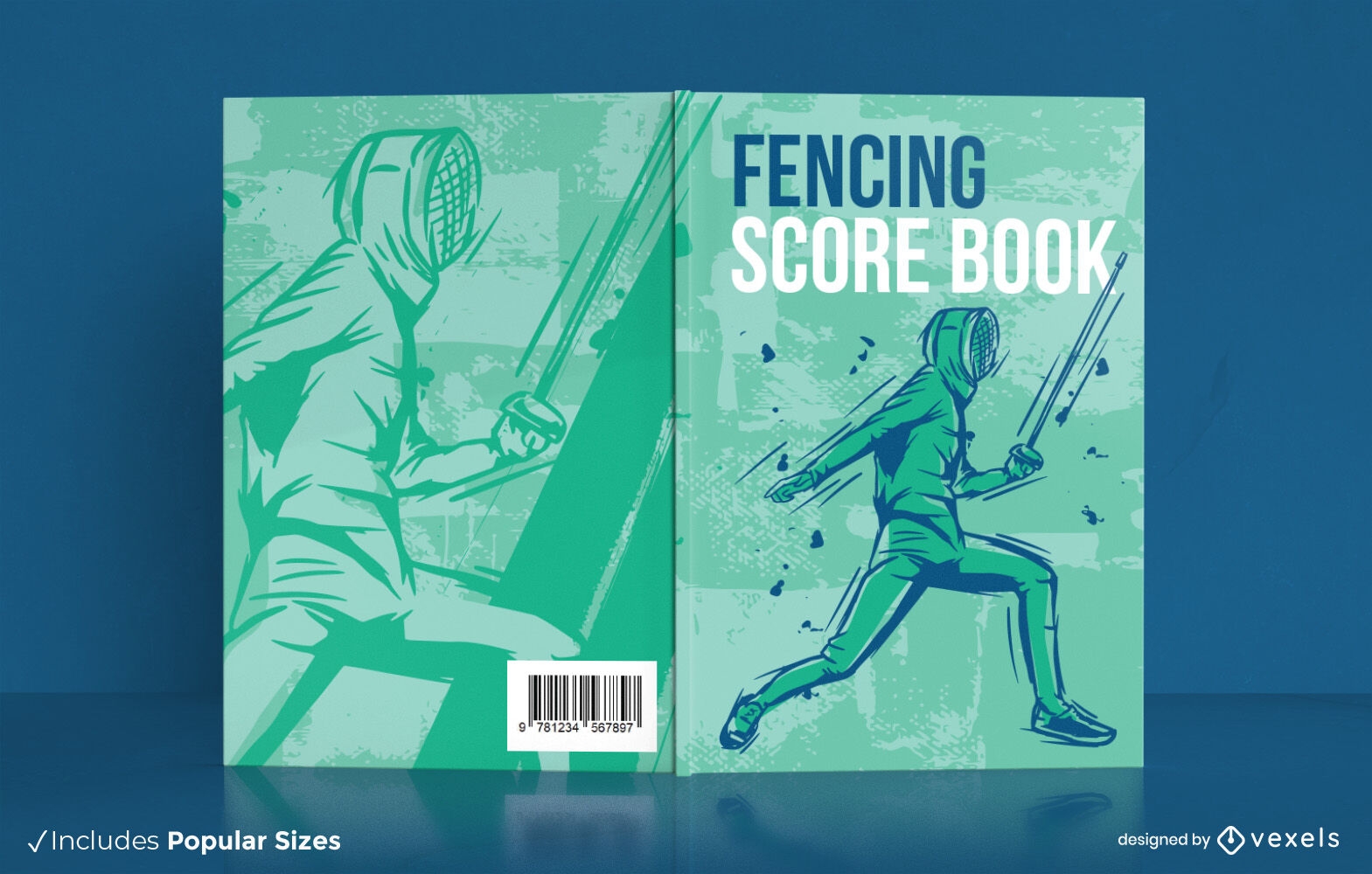 Design de capa de livro de pontuação esportiva de esgrima